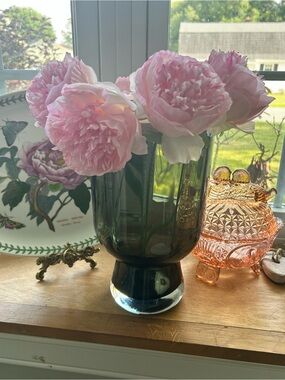 Smoked Green Glass Pedestal Vase - Home Accents